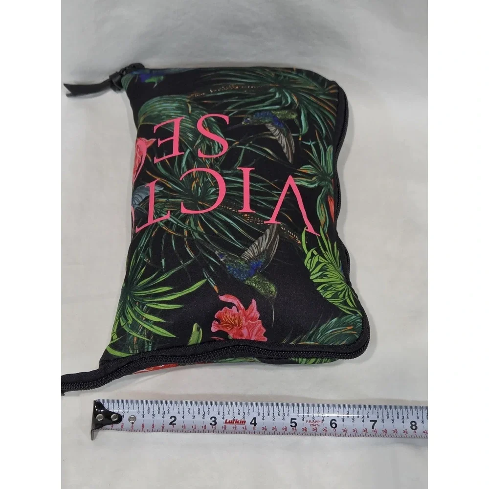 Victoria's Secret Packable Weekender Tote Gym Bag Black W Tropical Floral Handle